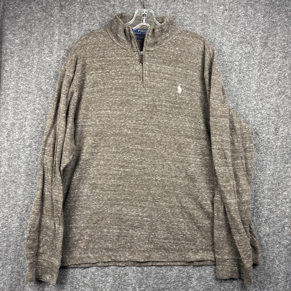 Polo Ralph‎ Lauren Womens Sweater XL Brown Maroon 1/4 Zip Pullover Estate Rib